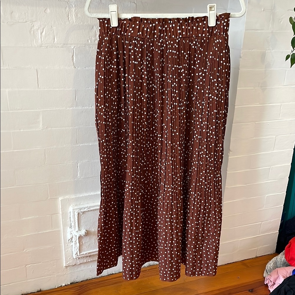 Pleated Brown Polka Dot Women's Skirt